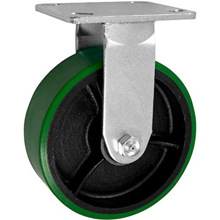 Casterhq Medium Duty 6"X 2" Green Polyurethane ON Iron Wheel, Rigid Caster 1 MD6X2PIR